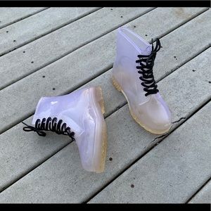 Vintage 90's Clear Combat Boots | Jelly Lace-Up Boots